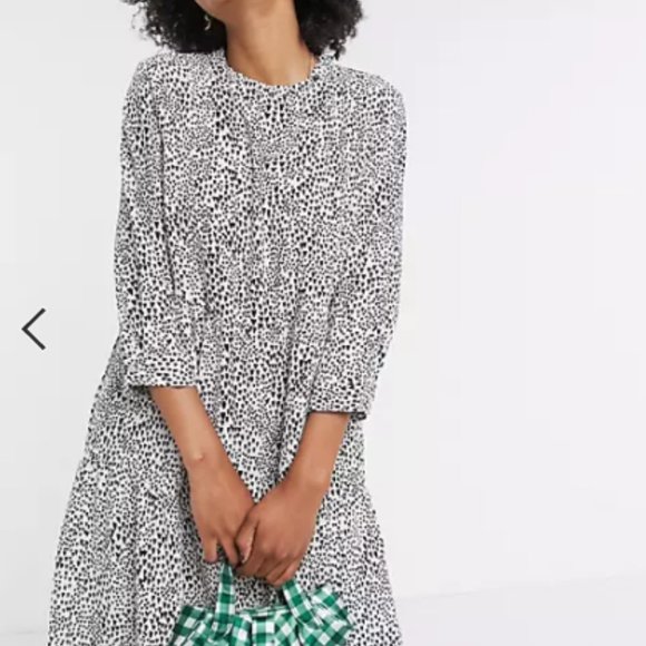 Asos midi smock dress in mono spot print - Picture 7 of 7